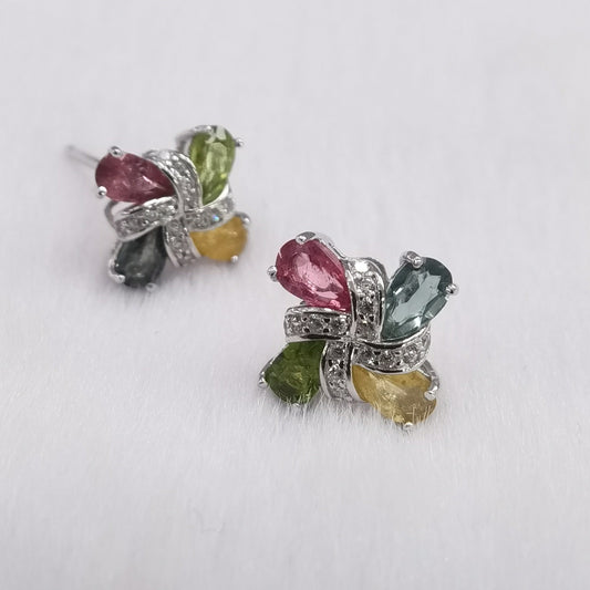 SACE GEMS fashion Earring for Women 100% 925 Sterling Silver Tourmaline Stud Earrings Wedding Party Fine Jewelry Eardrop gift