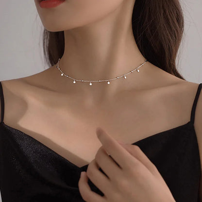 925 Sterling Silver Tassel Round Pendant Necklace – Elegant Geometric Chain for Women
