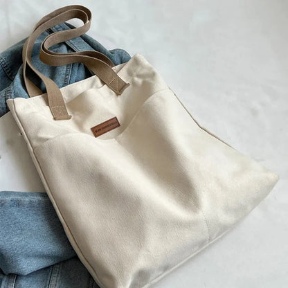 1Pc Women's Tote Bag Canvas Sewing Thread Large Capacity Advanced Sense Handbag Convenient Practical Female's Commuter Bag - BeeTrendyShop.COM