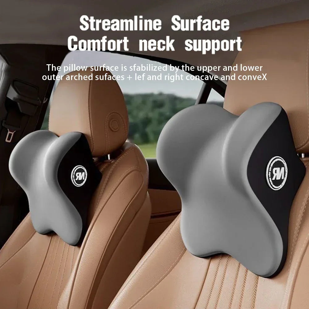 Car Memory Foam Lumbar & Neck Support Pillow – Removable Washable Backrest for Universal Vehicles