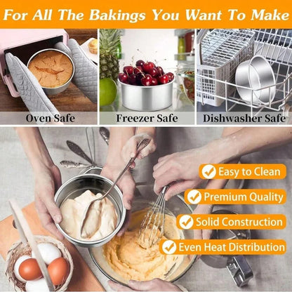 4-Piece Aluminum Mini Cake Pan Set 4 Inch – Solid Non-Stick Baking Mold for Pizza & Cakes