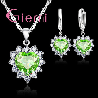 Love Heart Crystal Jewelry Set – Necklace & Earrings for Women