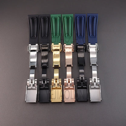 Silicone Watch Strap 20mm with Stainless Steel Buckle – Compatible with Rolex Daytona, SKY-DWELLER, YACHT-MASTER & NH35 Watches