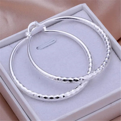 925 Sterling Silver 5cm Circle Hoop Earrings – Classic Fashion Jewelry for Women