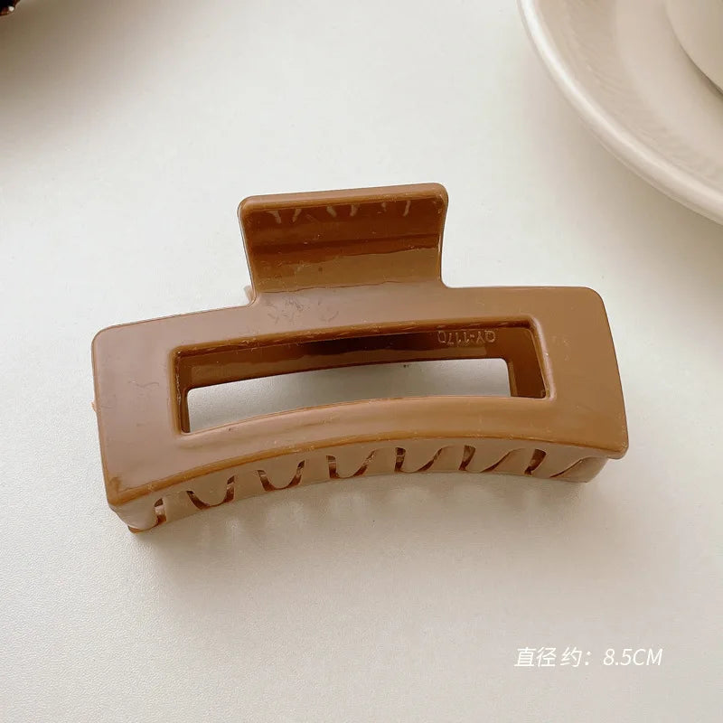 Large Acrylic Hair Claw Clip – Korean Style Coffee Color Hairpin for Women & Girls