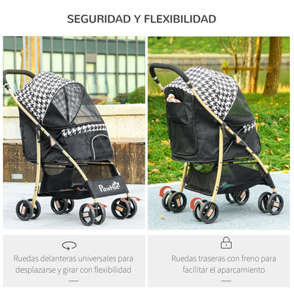 Pawhut Dual-Access Foldable Dog Stroller - Black - BeeTrendyShop.COM