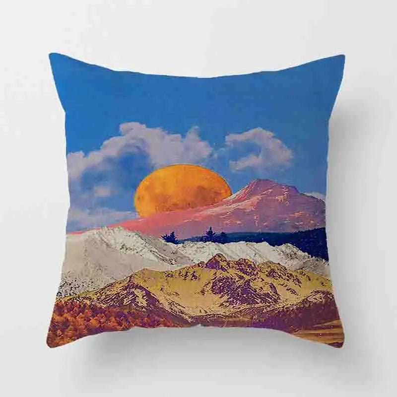 Japanese Geometric Peak Linen Cushion Cover – Encrypted Woven Throw Pillow Case for Sofa & Home