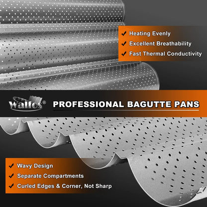 French Baguette Baking Pan – Non-Stick Wavy Bread Mold for Oven & Toaster