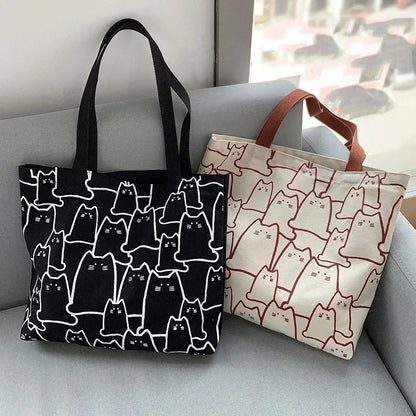 Cute Cat Shopper Handbag – Kawaii Cat Shoulder Bag for Women & Girls