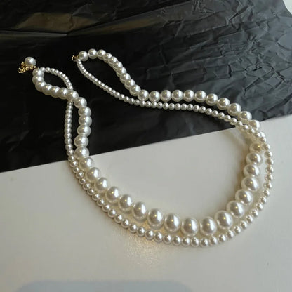Double Layer Simulated Pearl Choker Necklace – Elegant Clavicle Chain for Women