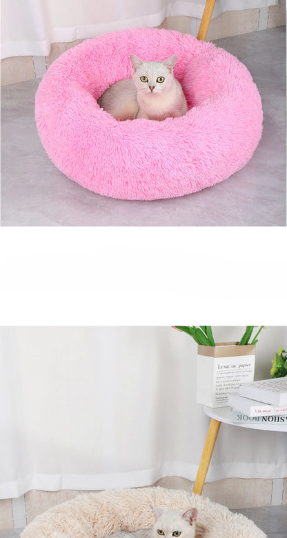 Winter Plush Pet Nest - Washable Round Bed for Cats and Dogs - BeeTrendyShop.COM