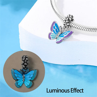 925 Sterling Silver Chameleon Luminous Butterfly Charm Bead – DIY Jewelry