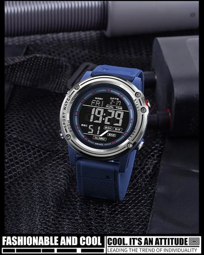 Men's Digital Sport Watch – 50M Waterproof, LED, Stopwatch, Military Tactical Wristwatch