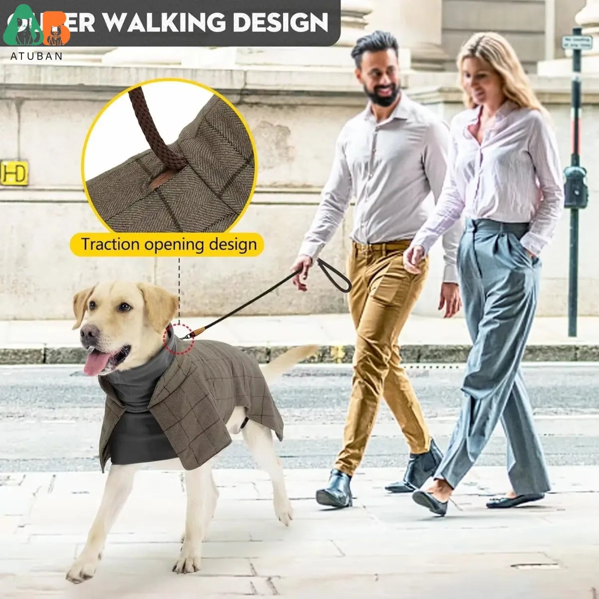 English Plaid Dog Vest - Fleece Lined Windbreaker with Traction Eyelets