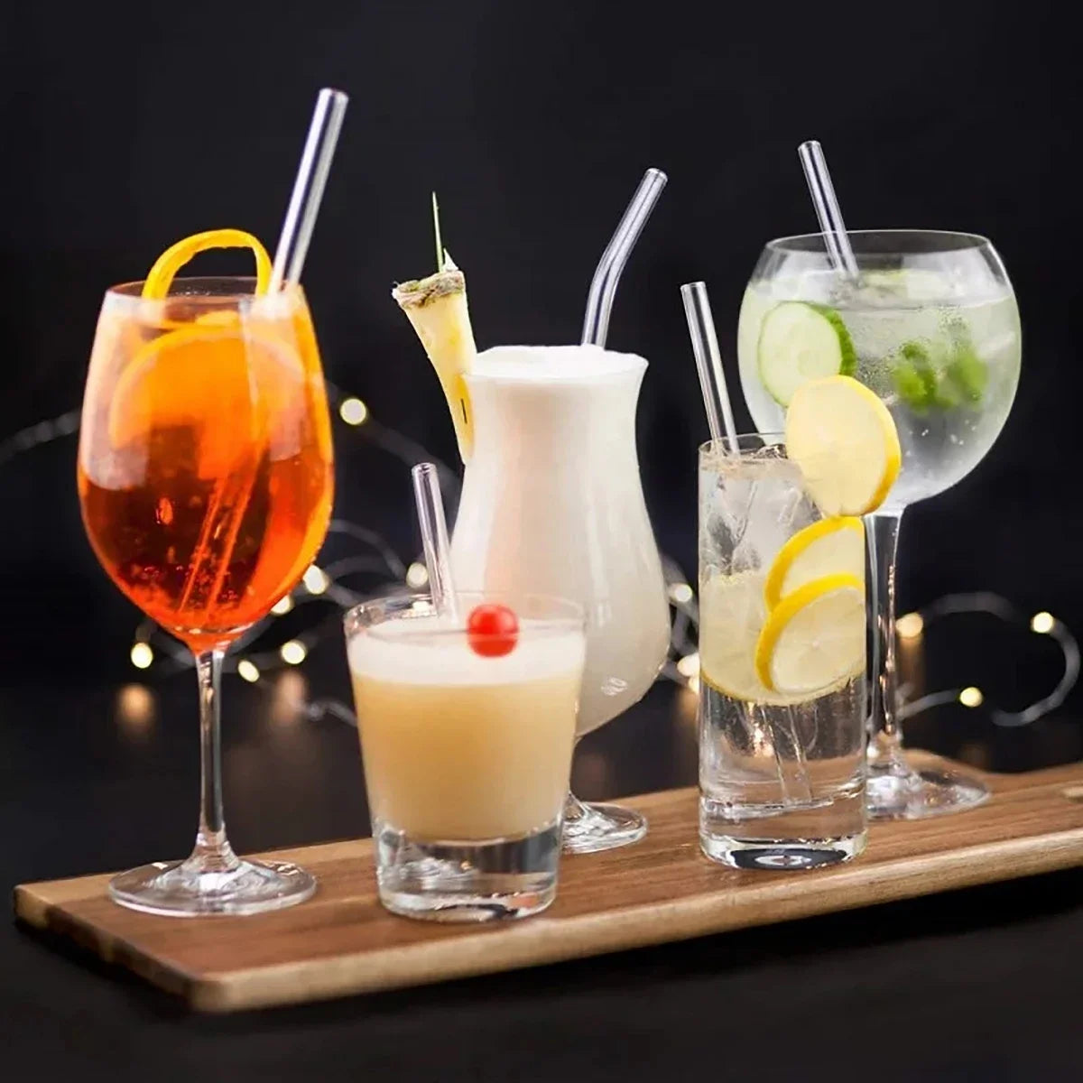8Pcs Reusable Glass Straws – Colorful Eco-Friendly Borosilicate Drinking Straws