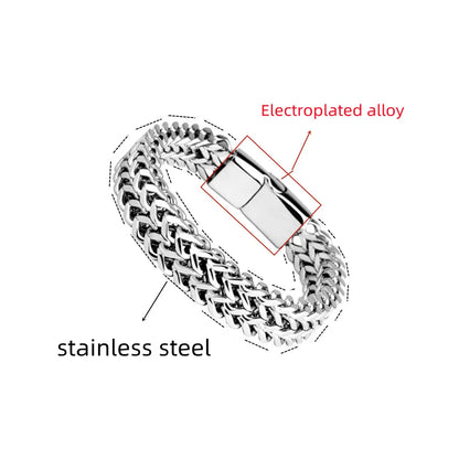 Stainless Steel Magnetic Buckle Bracelet – Fish Scale Braided Chain | Unisex