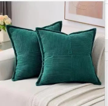 Corduroy Striped Throw Cushion Cover 45x45cm – Splicing Pillowcase for Sofa, Bed & Living Room