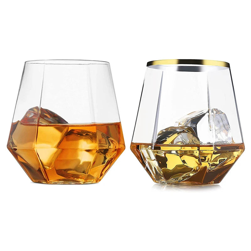 Diamond Clear Plastic Wine Glass – 360ml Party Cocktail Tumbler