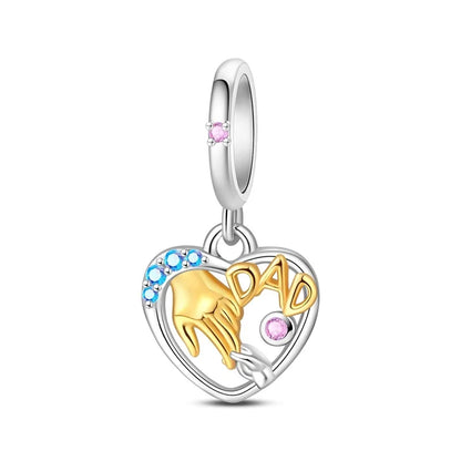 925 Sterling Silver Mom & Daughter Heart Charm – Mother's Day DIY Jewelry