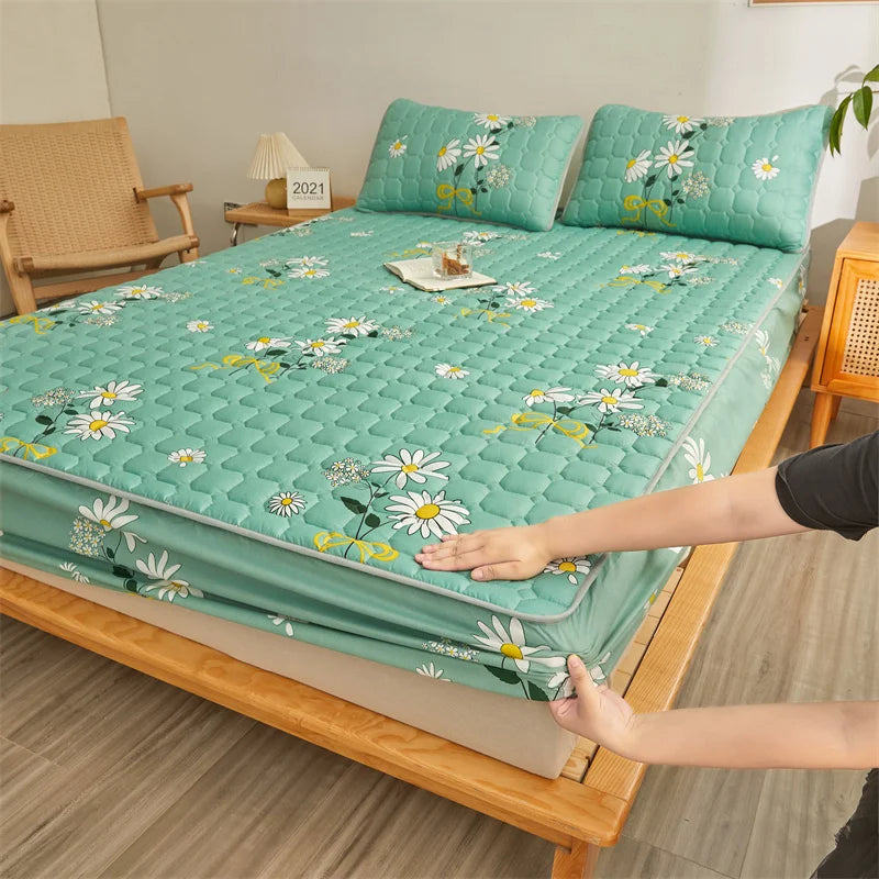 Couple Double Elastic Fitted Bed Sheet – Mattress Cover 140/160x200 Queen Size Bed Linen
