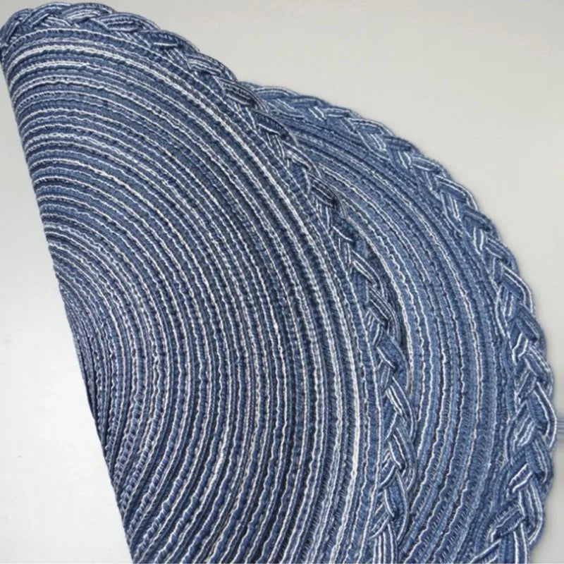 Round Braided Placemats 38cm – Woven Washable Non-Slip Table Mats for Dining | Set of 4