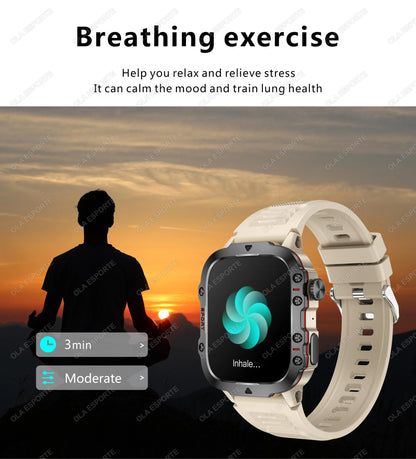 Military Smartwatch for Men – IP68 5ATM Waterproof, Outdoor Fitness Tracker, Health Monitor, Bluetooth