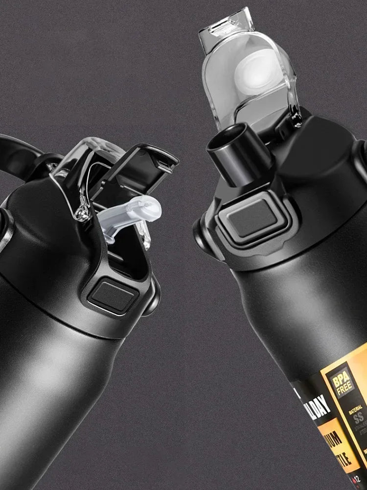 Portable Thermos with Straw – 304 Stainless Steel Hot & Cold Vacuum Flask