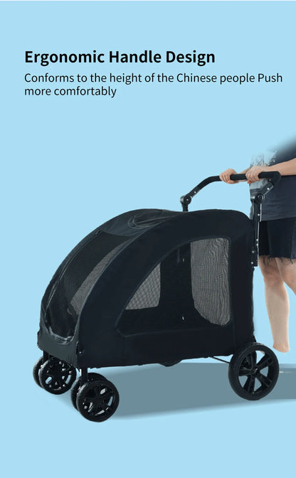 Medium and Large Dog Outing Stroller Pet Stroller Golden Hair Giant Dog Foldable Dog Assistance Car - BeeTrendyShop.COM
