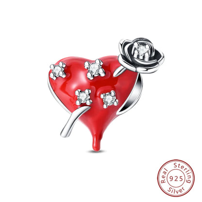 925 Sterling Silver Red Wine, Chili & Dumbbell Charm Bead – Fun DIY Jewelry