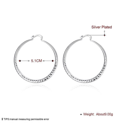 925 Sterling Silver 5cm Circle Hoop Earrings – Classic Fashion Jewelry for Women