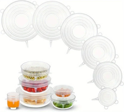 6-Piece Silicone Stretch Lids – Reusable Food Saving Covers for Fruits & Vegetables