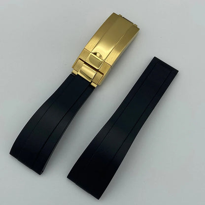 Silicone Watch Strap 20mm with Stainless Steel Buckle – Compatible with Rolex Daytona, SKY-DWELLER, YACHT-MASTER & NH35 Watches