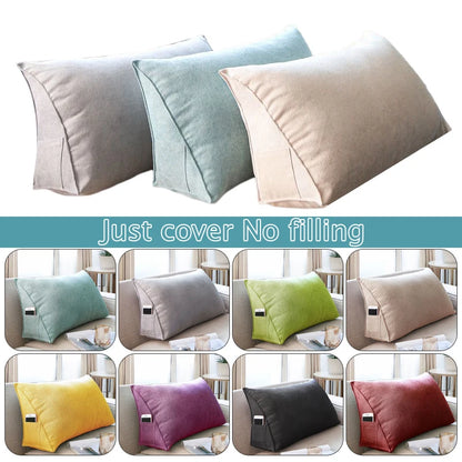 Soft Sofa Triangle Back Cushion Cover – Rectangular Bed Headboard Backrest Support Pillowcase with Pockets