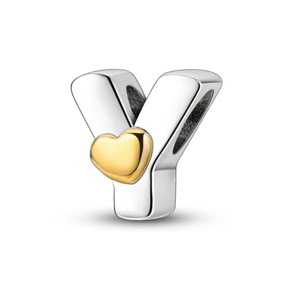 925 Sterling Silver A-Z Letter Charm Beads – Gold Alphabet DIY Birthday Jewelry