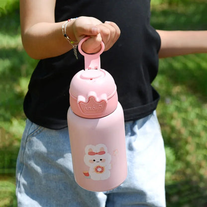 Kids Thermos Bottle with Straw – Stainless Steel Children’s Thermal Water Cup