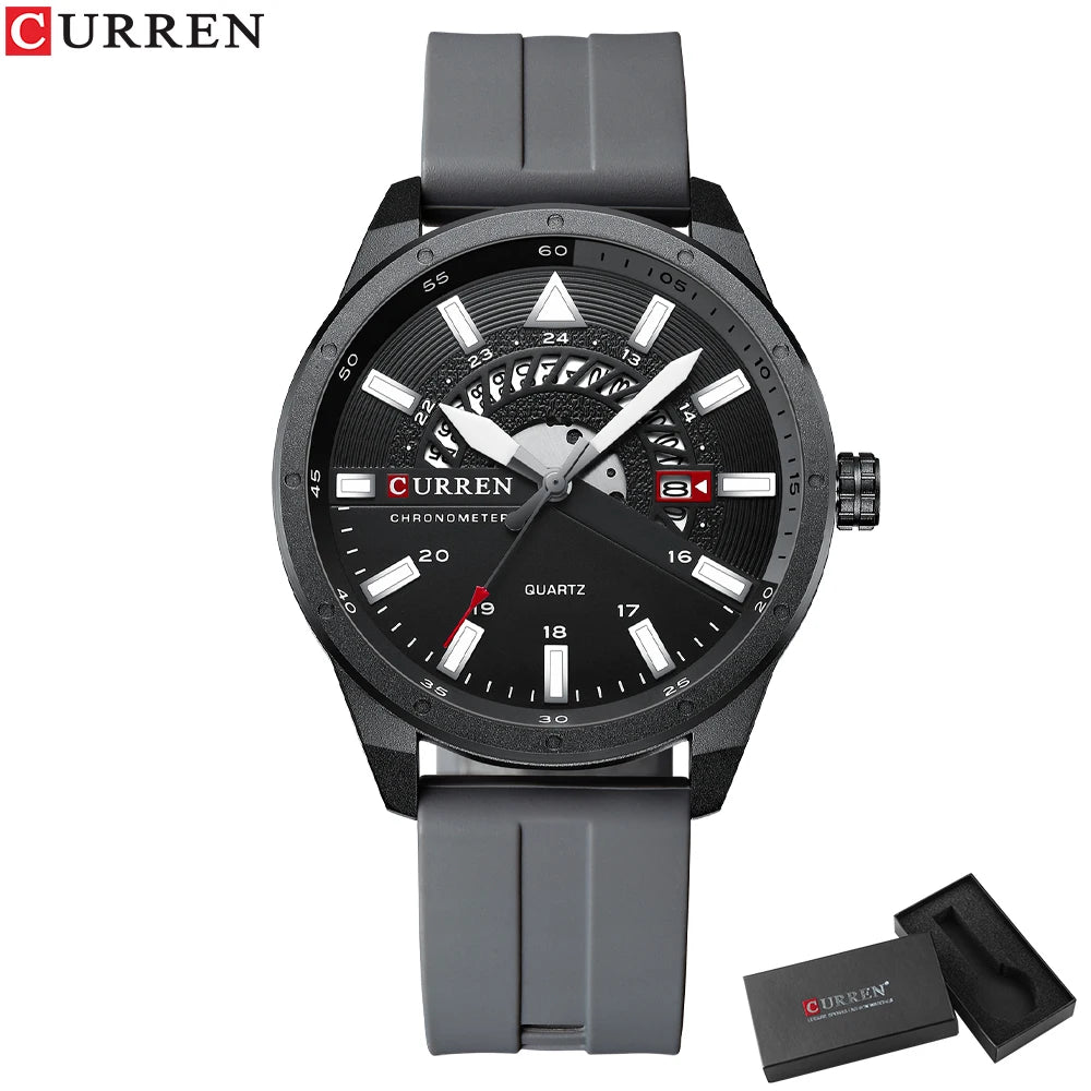 CURREN Fashion Men Watch Top Brand Luxury Waterproof Sport Mens Watches Silicone Automatic Date Military Wristwatch - BeeTrendyShop.COM