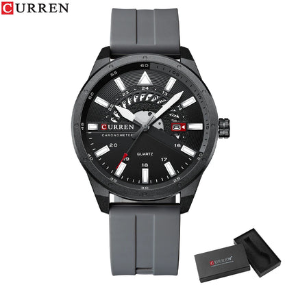 CURREN Fashion Men Watch Top Brand Luxury Waterproof Sport Mens Watches Silicone Automatic Date Military Wristwatch - BeeTrendyShop.COM