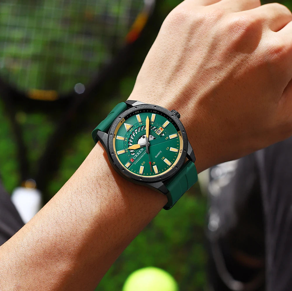CURREN Fashion Men Watch Top Brand Luxury Waterproof Sport Mens Watches Silicone Automatic Date Military Wristwatch - BeeTrendyShop.COM