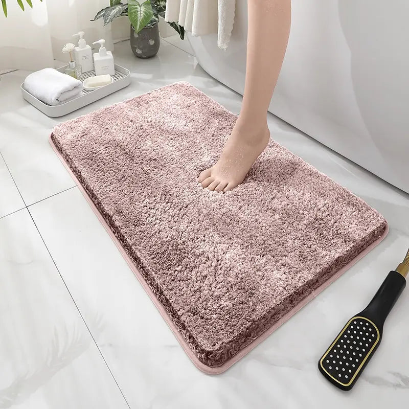 Modern Minimalist Solid Color Floor Mat, Square Long Plush, Thickened Absorbent Carpet, Bathroom Door Mat, Non Slip Mat - BeeTrendyShop.COM