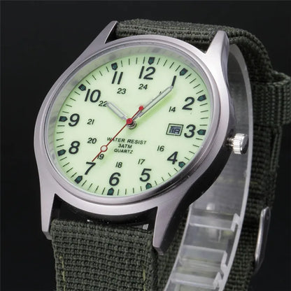 1pc / lot Cheap Watches For Men Fashion Nylon Band Military Army Sports Date Quartz Watch Erkek Barato Saat Reloj Hombre Black - BeeTrendyShop.COM