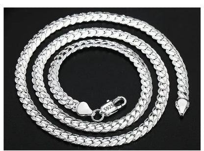 6mm Full Sideways Chain Necklace & Bracelet – 18K Gold & Silver Unisex Jewelry