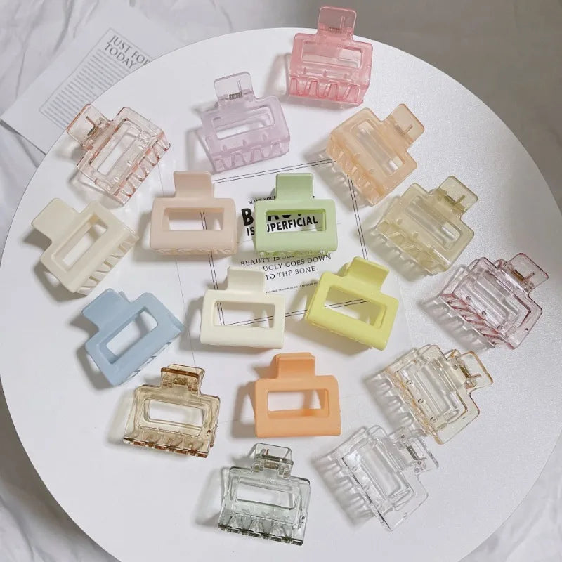Small Square Acrylic Hair Claw Clip – Colorful Elegant Barrette for Women & Girls