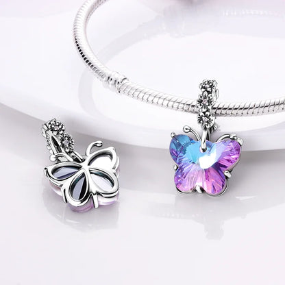 925 Sterling Silver Colorful Butterfly & Insect Zircon Charm Bead – DIY Jewelry