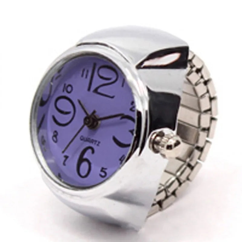 Vintage Punk Finger Watch Mini Elastic Strap Alloy Watches Couple Rings Jewelry Clock Retro Roman Quartz Watch Rings Women Men - BeeTrendyShop.COM