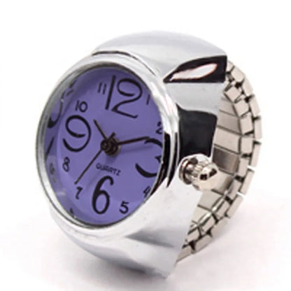 Vintage Punk Finger Watch Mini Elastic Strap Alloy Watches Couple Rings Jewelry Clock Retro Roman Quartz Watch Rings Women Men - BeeTrendyShop.COM