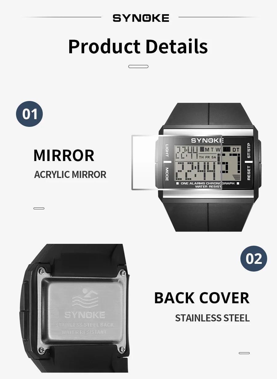 Digital Sports Watch: 50m Waterproof, Reliable & Stylish, Perfect for Every Adventure - BeeTrendyShop.COM