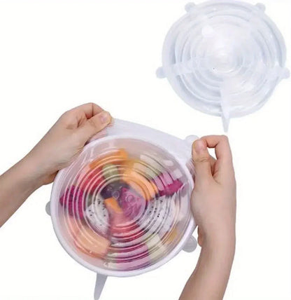 6-Piece Silicone Stretch Lids – Reusable Food Saving Covers for Fruits & Vegetables