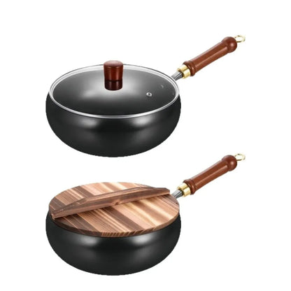 28CM Handmade Pure Iron Big Belly Frying Pan – Non-Coating Smooth Stew Pot