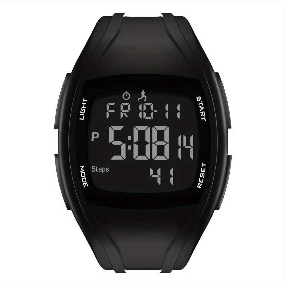 Black digital watch on a white background