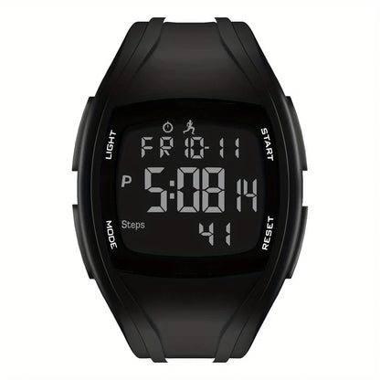 Black digital watch on a white background